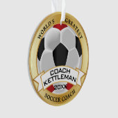 's Werelds grootste Voetbal coach rood, zwart, wit Ornament (voorkant)