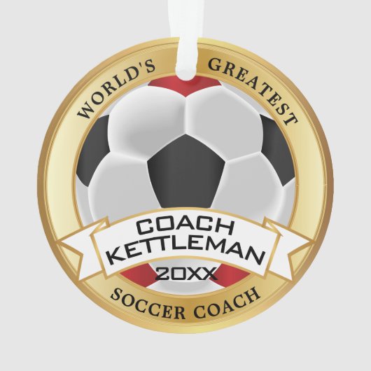 's Werelds grootste Voetbal coach rood, zwart, wit Ornament (achterkant)