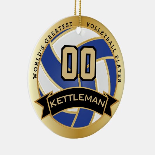 's Werelds grootste volleybalspeler blauw en wit Keramisch Ornament (Rechts)