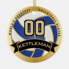 's Werelds grootste volleybalspeler blauw en wit Keramisch Ornament