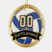 's Werelds grootste volleybalspeler blauw en wit Keramisch Ornament (Links)