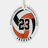 's Werelds grootste volleybalspeler, Oranje en zwa Keramisch Ornament (Rechts)