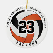 's Werelds grootste volleybalspeler, Oranje en zwa Keramisch Ornament (Voorkant)