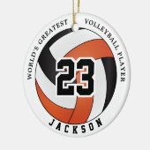 's Werelds grootste volleybalspeler, Oranje en zwa Keramisch Ornament (Links)