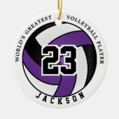 's Werelds grootste volleybalspeler, Paars en zwar Keramisch Ornament (Voorkant)