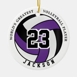 's Werelds grootste volleybalspeler, Paars en zwar Keramisch Ornament