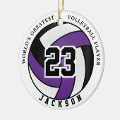 's Werelds grootste volleybalspeler, Paars en zwar Keramisch Ornament (Links)