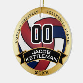 's Werelds grootste volleybalspeler rood, wit blau Keramisch Ornament (Links)