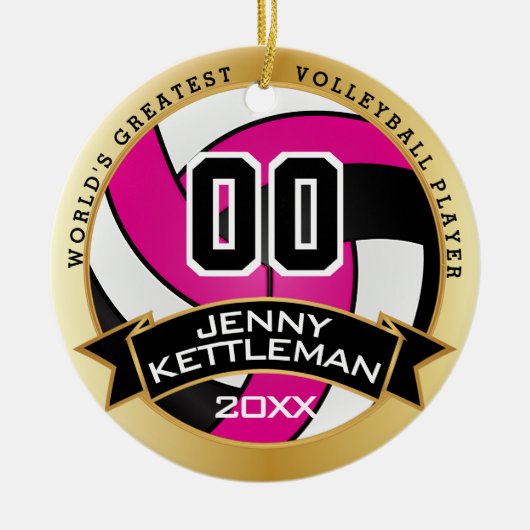 's Werelds grootste volleybalspeler: warm roze Keramisch Ornament (Voorkant)