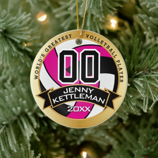 's Werelds grootste volleybalspeler: warm roze Keramisch Ornament (Boom)