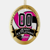 's Werelds grootste volleybalspeler: warm roze Keramisch Ornament (Rechts)