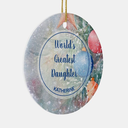 's Werelds grootste Waterverf met kerstmis Keramisch Ornament (Rechts)