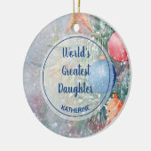 's Werelds grootste Waterverf met kerstmis Keramisch Ornament (Links)