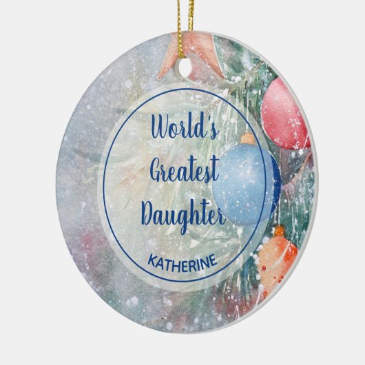 's Werelds grootste Waterverf met kerstmis Keramisch Ornament (Links)