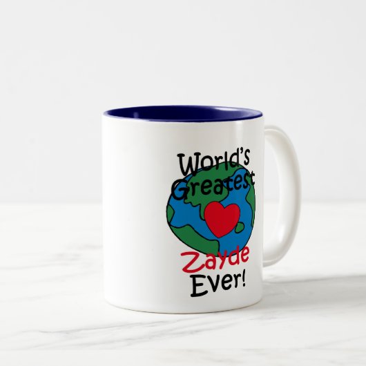 's Werelds grootste Zayde Heart Tweekleurige Koffiemok (Voorkant rechts)