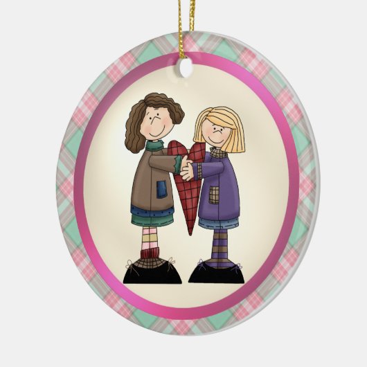 's Werelds grootste zusje-versiering Keramisch Ornament (Links)