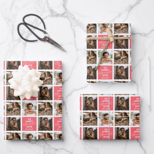 's Werelds grootste zuster Foto Collage Inpakpapier Vel (Voorkant)