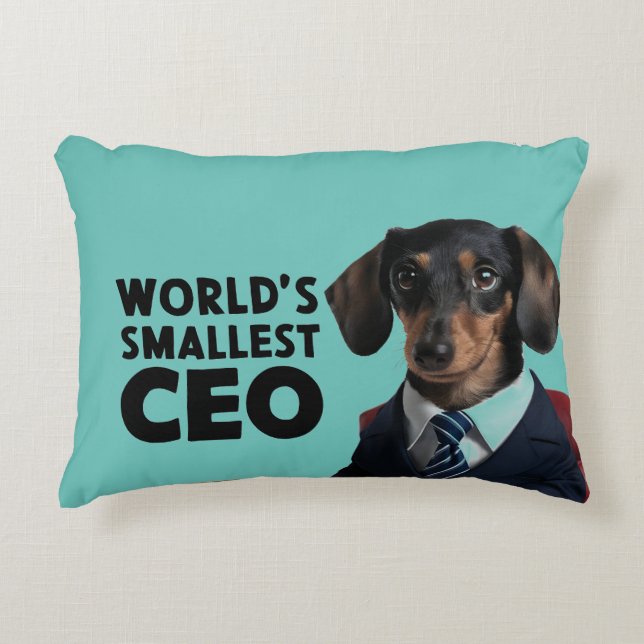 's Werelds kleinste CEO, schattige grappige teckel Accent Kussen (Voorkant)