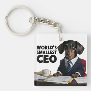 's Werelds kleinste CEO, schattige grappige teckel Sleutelhanger