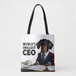 's Werelds kleinste CEO, schattige grappige teckel Tote Bag