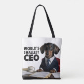 's Werelds kleinste CEO, schattige grappige teckel Tote Bag (Achterkant)