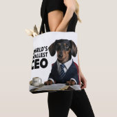 's Werelds kleinste CEO, schattige grappige teckel Tote Bag (Dichtbij)
