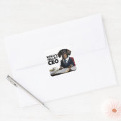 's Werelds kleinste CEO, schattige grappige teckel Vierkante Sticker (Envelop)