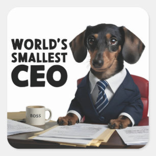 's Werelds kleinste CEO, schattige grappige teckel Vierkante Sticker