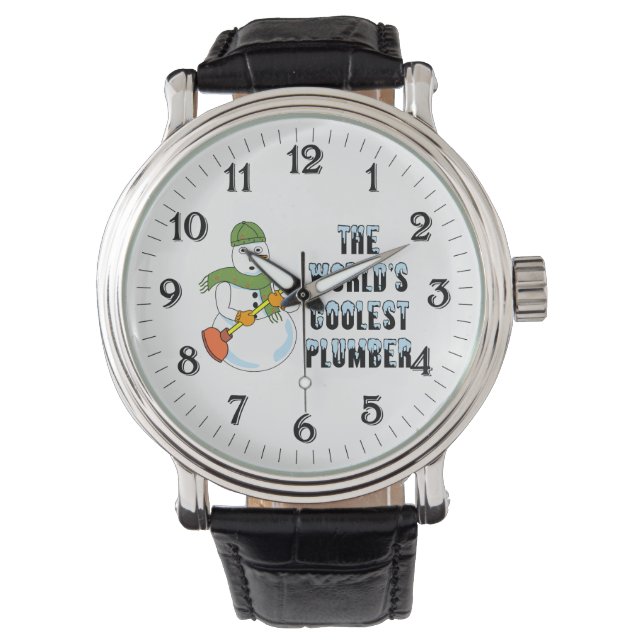's Werelds koelste Plumber Snowman Horloge (Voorkant)
