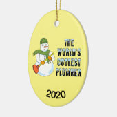 's Werelds koelste Plumber Snowman Keramisch Ornament (Links)