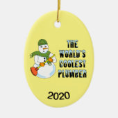's Werelds koelste Plumber Snowman Keramisch Ornament (Voorkant)