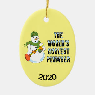 's Werelds koelste Plumber Snowman Keramisch Ornament