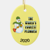 's Werelds koelste Plumber Snowman Keramisch Ornament (Achterkant)