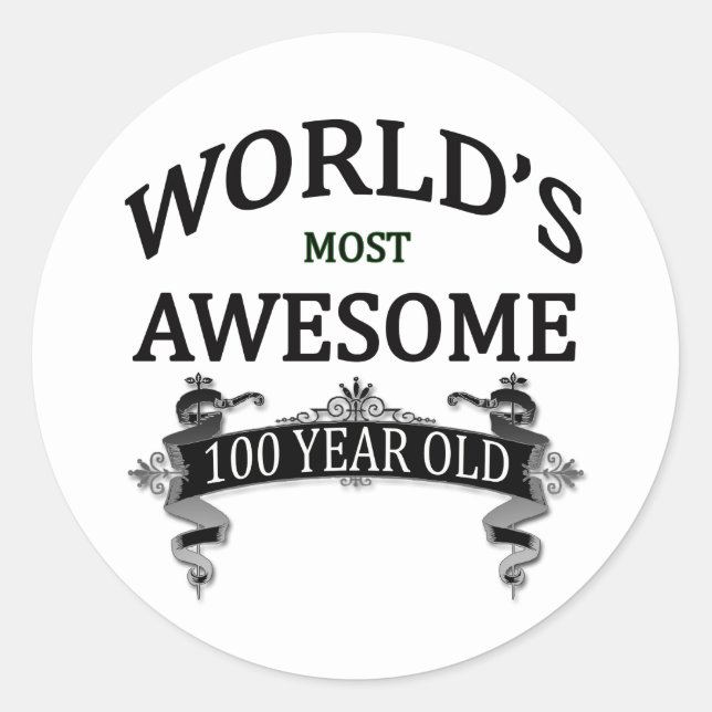 's Werelds meest Geweldige 100-jarige Ronde Sticker (Voorkant)
