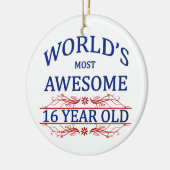 's Werelds meest Geweldige 16-jarige Keramisch Ornament (Links)