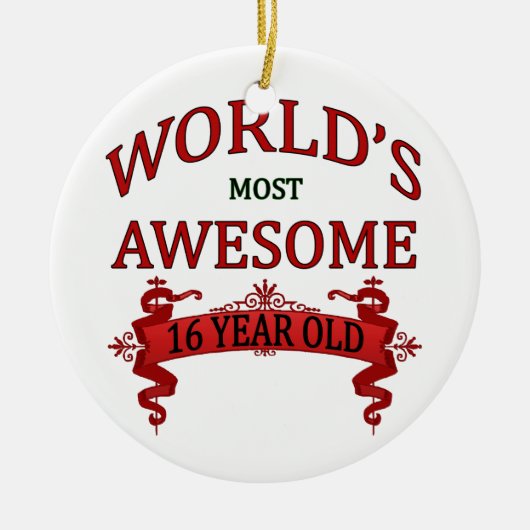 's Werelds meest Geweldige 16-jarige Keramisch Ornament (Voorkant)