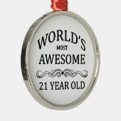 's Werelds meest Geweldige 21-jarige Metalen Ornament (Rechts)