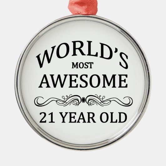 's Werelds meest Geweldige 21-jarige Metalen Ornament (Voorkant)