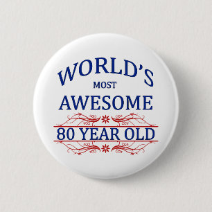 's Werelds meest Geweldige 80-jarige Ronde Button 5,7 Cm