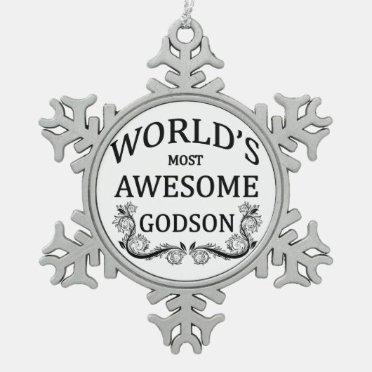 's Werelds meest Geweldige Godson Tin Sneeuwvlok Ornament (Voorkant)