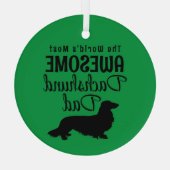 's Werelds meest Geweldige lange haar teckel papa Glas Ornament (Achterkant)