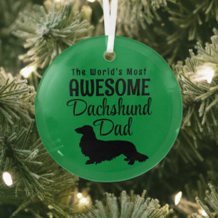 's Werelds meest Geweldige lange haar teckel papa Glas Ornament