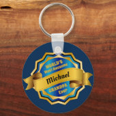 's Werelds meest Geweldige opa Gold Blue Award Sleutelhanger (Voorkant)