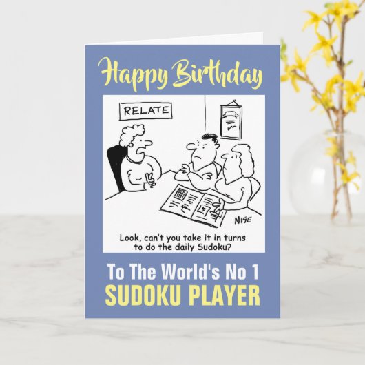 's Werelds nummer 1 Sudoku-speler - Happy Birthday Kaart (Gele Bloem)