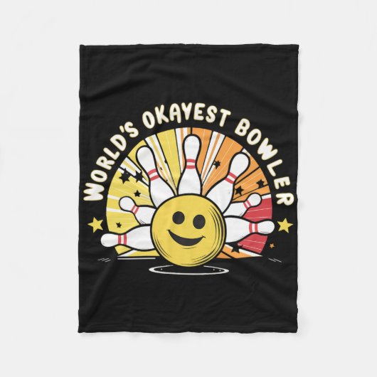 'S Werelds Okayest Bowler Funny Bowling LL en Pins Fleece Deken (Voorkant)