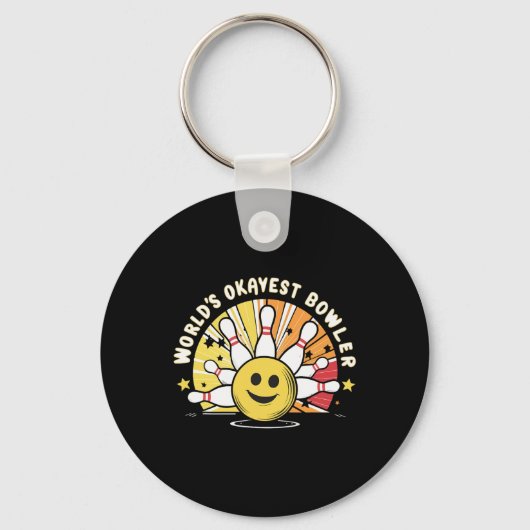 'S Werelds Okayest Bowler Funny Bowling LL en Pins Sleutelhanger (Voorkant)