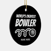 's Werelds Okayest Bowler leuke kerstboomversierin Keramisch Ornament (Rechts)