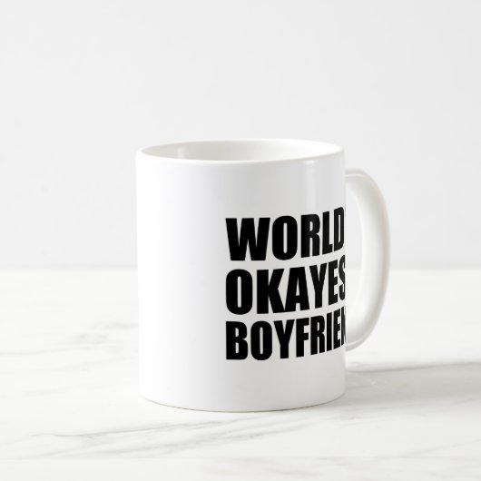 's Werelds Okayest Boyfriend grappig overhemd Koffiemok (Voorkant rechts)