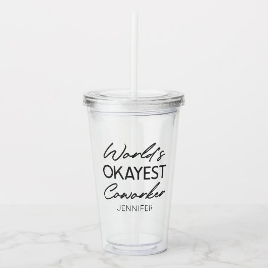 's Werelds Okayest Collega Grappige Humor Custom N Acryl Drinkbeker (Voorkant)