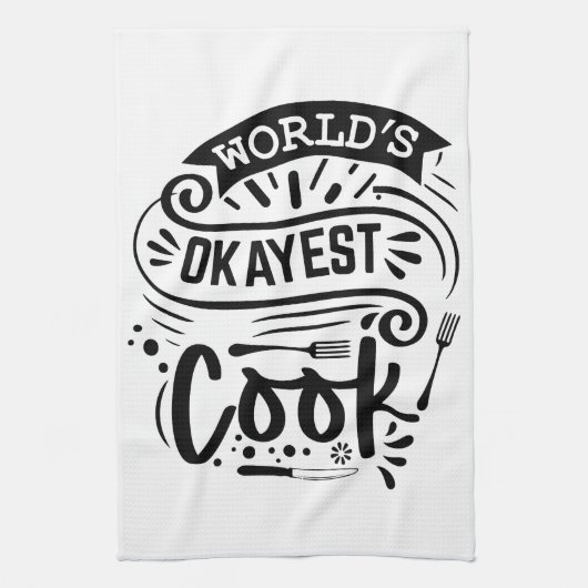 's Werelds Okayest Cook Schort - Keukengerei Theedoek (Verticaal)